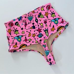 Pink high waist swimsuit thong